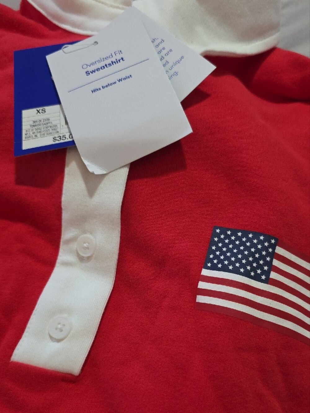 Joylab Americana French Terry Polo- Oversized - Picture 2 of 2